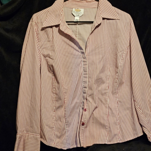 Talbots Tops - Talbots White Shirt with Red Pinstripes